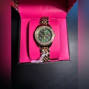 Elegant Brand New Gold and Green ED Hardy Women's Watch